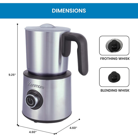 Kenmore Electric Milk Frother with Hot and Cold Foam - KKMFD-SS