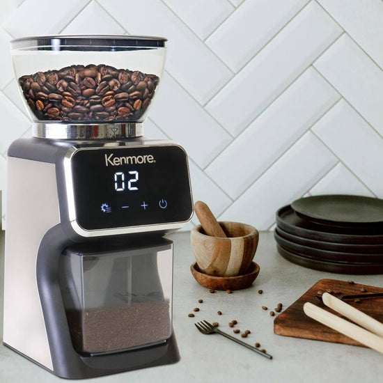 Kenmore 6 oz Stainless Steel Conical Burr Grinder with LED Display - KKCBGDB