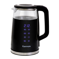 Kenmore 1.7L Double-Walled Glass Electric Kettle with Digital Temperature Control, Black - KKTKDB 1.7 L