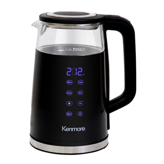 Kenmore 1.7L Double-Walled Glass Electric Kettle with Digital Temperature Control, Black - KKTKDB 1.7 L