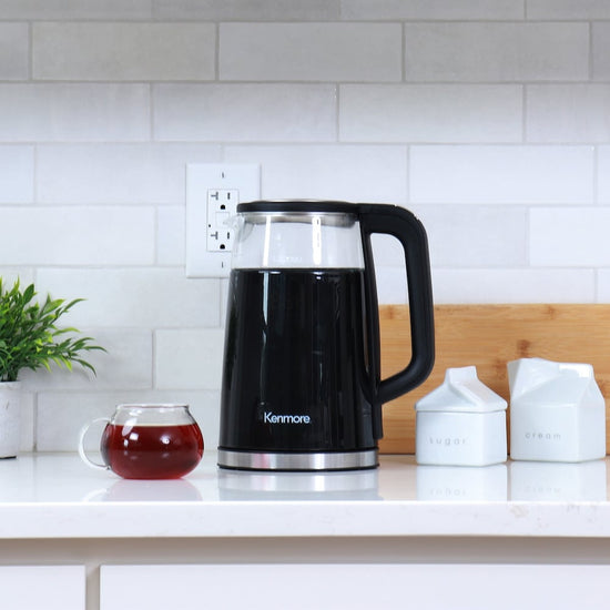 Kenmore 1.7L Double-Walled Glass Electric Kettle with Digital Temperature Control, Black - KKTKDB 1.7 L