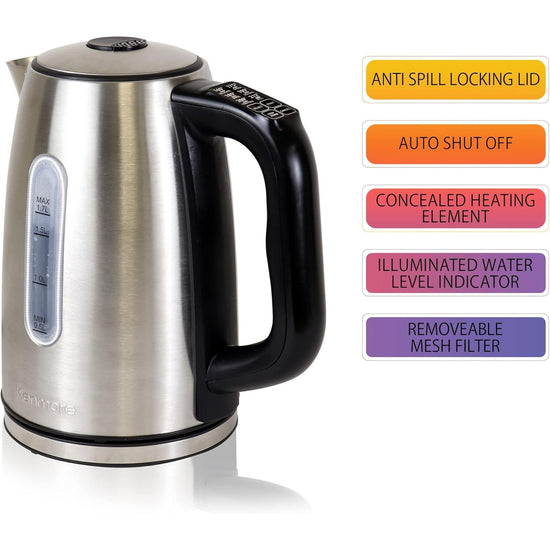 Kenmore 1.7L Cordless Electric Kettle with 6 Temperature Presets - KKTK1.7S-D