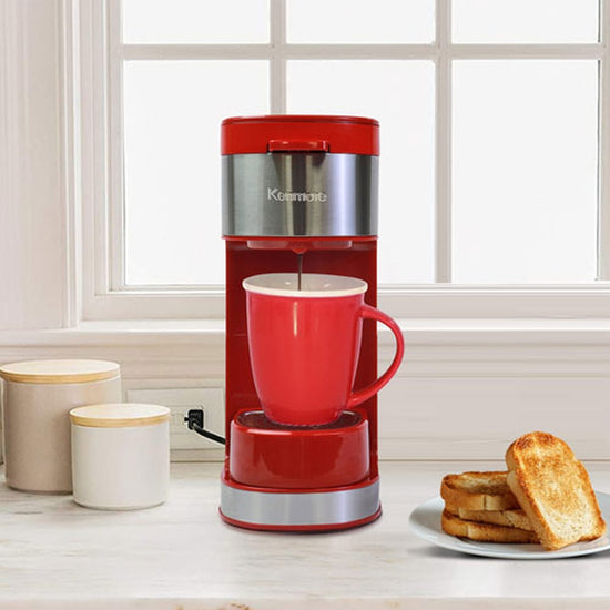 Kenmore Single-Serve Coffee Maker with Stainless Steel Travel Mug, Red - KKCMKCM-R