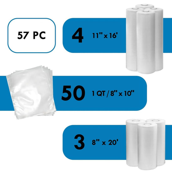 Kenmore Vacuum Sealer Bag & Roll Variety Pack (57 Pc) - KKVSB57