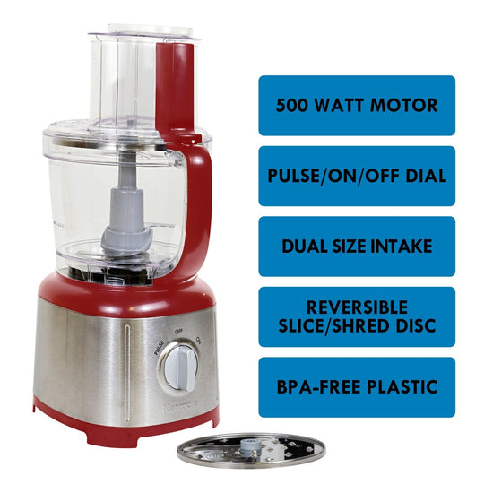 Kenmore 11-Cup Food Processor and Vegetable Chopper, Red/Silver - KKFP11CRed