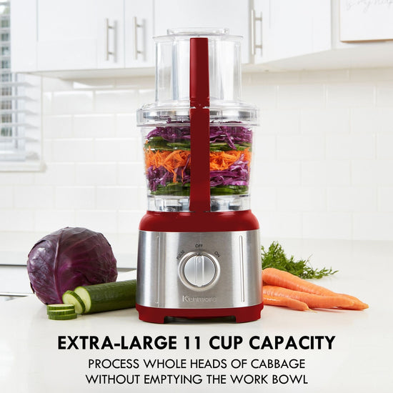 Kenmore 11-Cup Food Processor and Vegetable Chopper, Red/Silver - KKFP11CRed