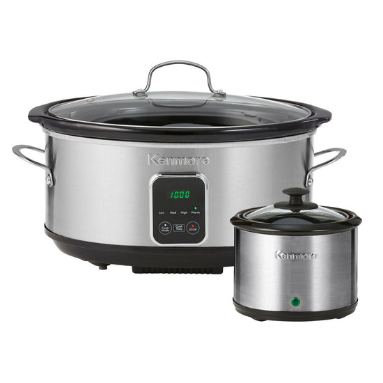 Kenmore Programmable 7 Qt Slow Cooker with Dipper Sauce Warmer - KKSC7 SS
