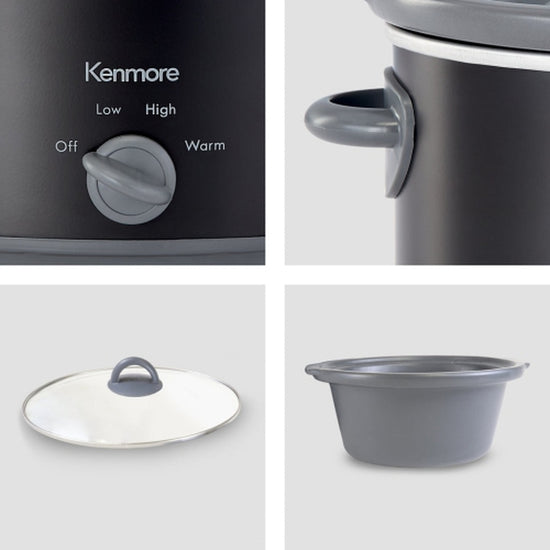Kenmore 5 Qt Slow Cooker, Black and Gray - KKSC5Q B