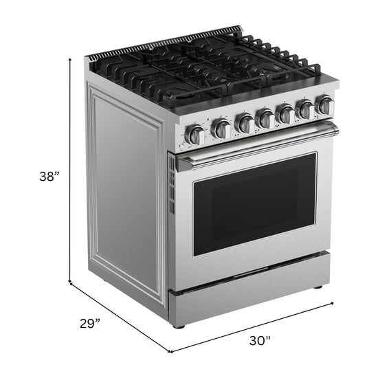 Kenmore Pro 30 Inch Front Control Gas Range with 5.0 cu. ft. Capacity, Stainless Steel - KKPROGRFC30X5-AFC