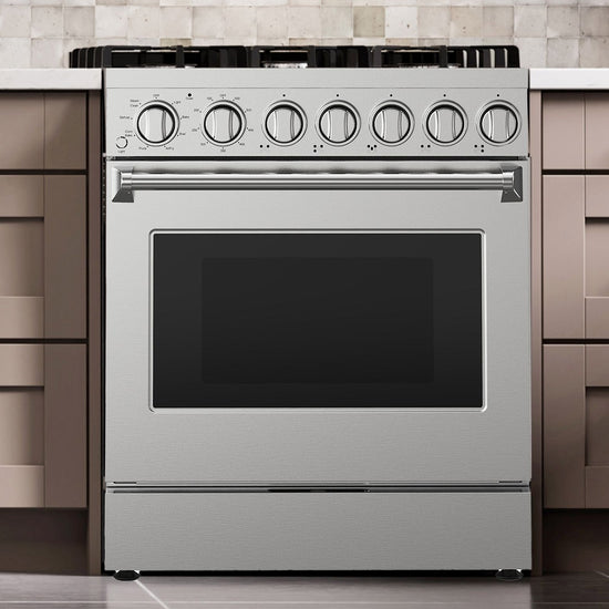 Kenmore Pro 30 Inch Front Control Gas Range with 5.0 cu. ft. Capacity, Stainless Steel - KKPROGRFC30X5-AFC