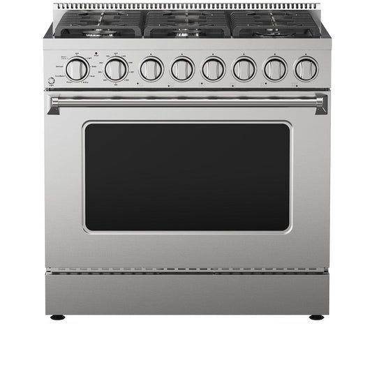 Kenmore Pro 36 Inch Front Control Gas Range with 6.2 cu. ft. Oven Capacity, Stainless Steel - KKPROGRFC36X6.2-AFC