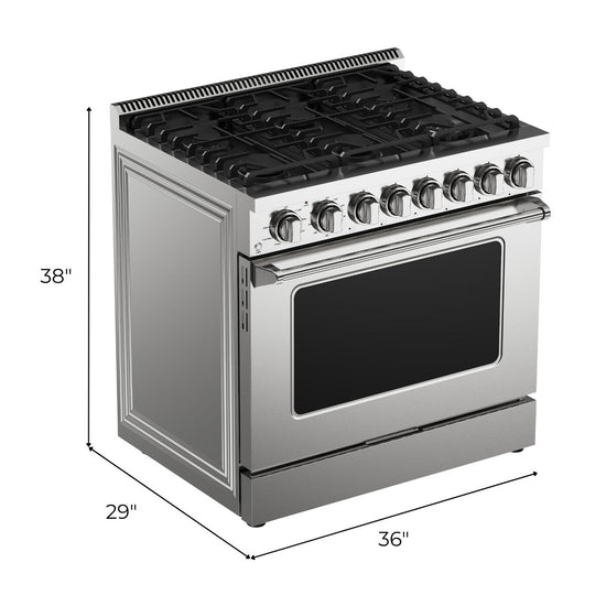 Kenmore Pro 36 Inch Front Control Gas Range with 6.2 cu. ft. Oven Capacity, Stainless Steel - KKPROGRFC36X6.2-AFC