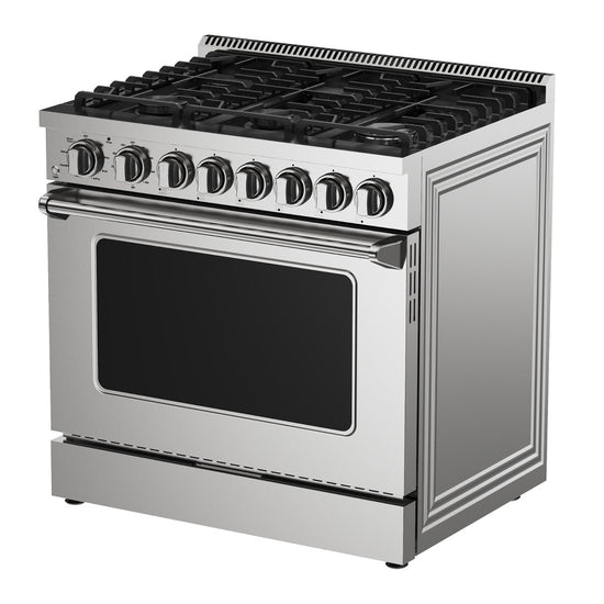 Kenmore Pro 36 Inch Front Control Gas Range with 6.2 cu. ft. Oven Capacity, Stainless Steel - KKPROGRFC36X6.2-AFC