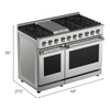 Kenmore Pro 48 Inch Dual Oven Gas Range with True Convection and Air Fry - KKPROGRFC48X7.6-AFC