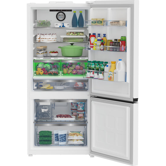 Beko 30 Inch Counter-Depth Bottom Freezer Refrigerator, 16.1 cu. ft., White - BFBF30116WHIM