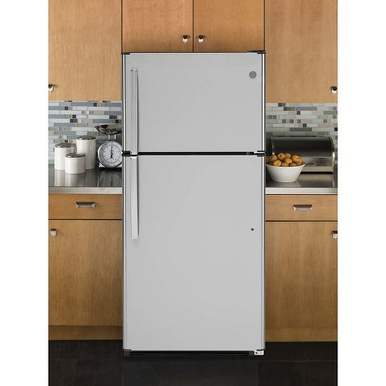 GE 18 Cu. Ft. Top-Freezer Refrigerator, Stainless Steel - GTS18FSLKSS