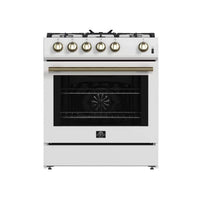 Forno Leonardo Espresso 30 in. White Slide-in Gas Range, 5 Burners - FFSGS1116-30WHT