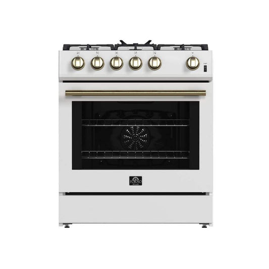 Forno Leonardo Espresso 30 in. White Slide-in Gas Range, 5 Burners - FFSGS1116-30WHT