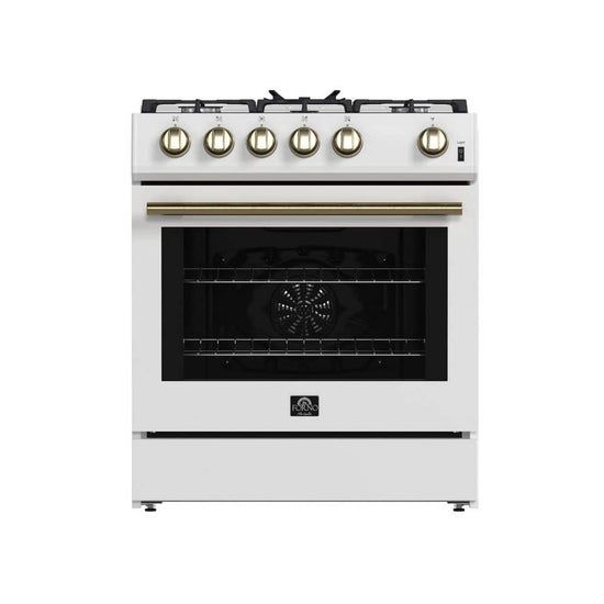 Forno Leonardo Espresso 30 in. White Slide-in Gas Range, 5 Burners - FFSGS1116-30WHT