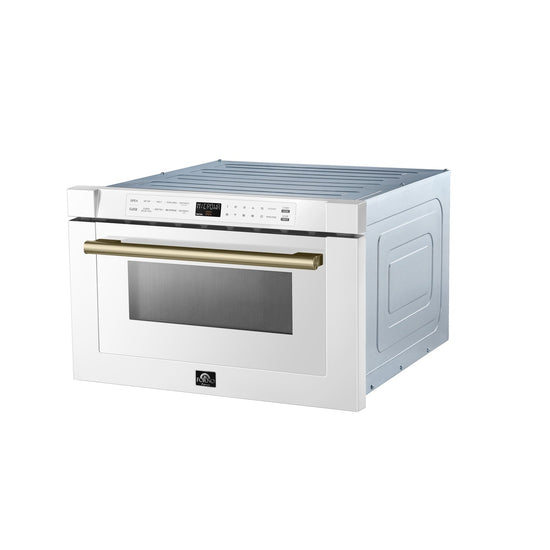 Forno 24-Inch Built-In Microwave Drawer, White, 1.2 cu.ft - FMWDR3000-24