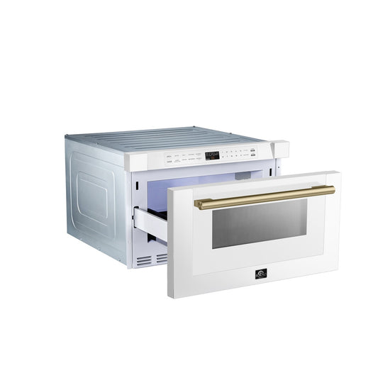 Forno 24-Inch Built-In Microwave Drawer, White, 1.2 cu.ft - FMWDR3000-24