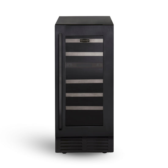 Marathon 15 Inch Dual Zone Wine Cooler, Black Steel - MWC28-DBLS