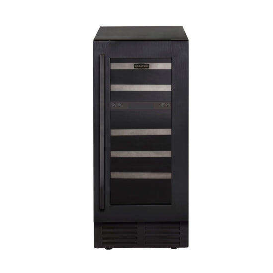Marathon 15 Inch Dual Zone Wine Cooler, Black Steel - MWC28-DBLS