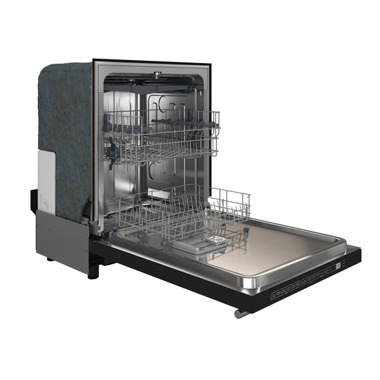 Forno Espresso 24 Inch Built-In Dishwasher in Black with Antique Brass Handles - FDWBI8067-24BLK