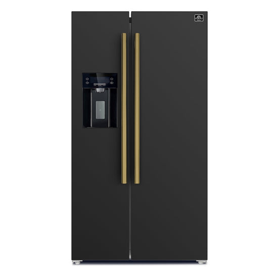 Forno Salerno 36-Inch Black Side-by-Side Refrigerator, 20 Cu. Ft. - FFRBI1844-36BLK