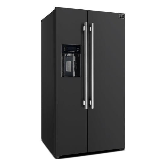Forno Salerno 36-Inch Black Side-by-Side Refrigerator, 20 Cu. Ft. - FFRBI1844-36BLK