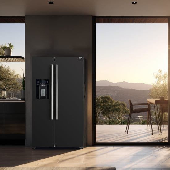 Forno Salerno 36-Inch Black Side-by-Side Refrigerator, 20 Cu. Ft. - FFRBI1844-36BLK