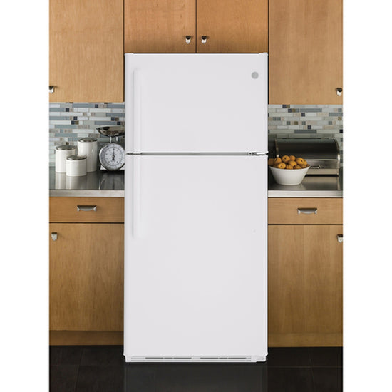 GE 18 Cu. Ft. Top-Freezer Refrigerator, White - GTS18FTLKWW