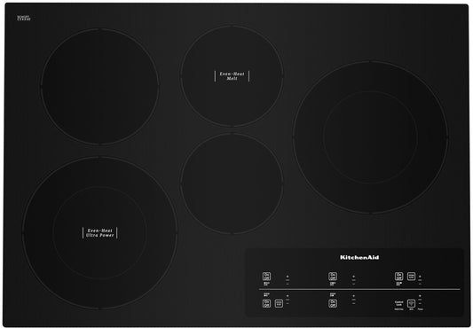 KitchenAid 30 Inch Electric Cooktop with 5 Elements - KCES950KBL