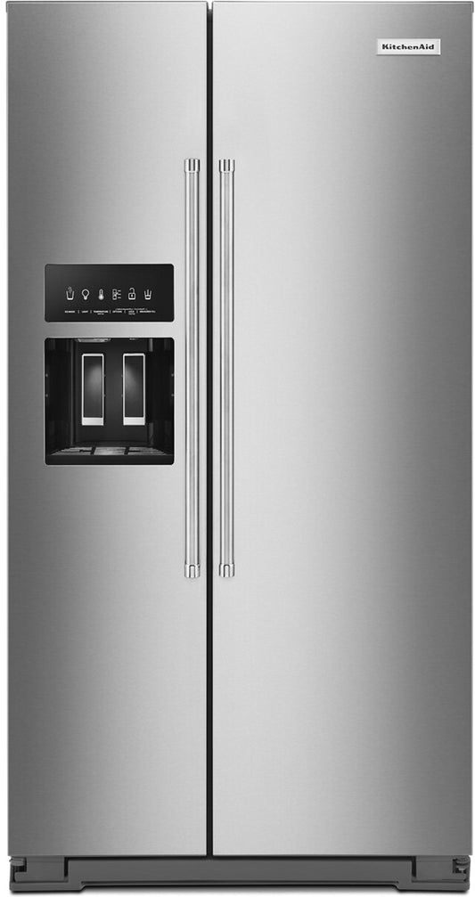 KITCHENAID 36 INCH SIDE-BY-SIDE REFRIGERATOR WITH 24.8 CU. FT. CAPACITY, STAINLESS STEEL - KRSF705HPS