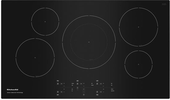 KitchenAid 36 Inch Induction Cooktop with 5 Elements - KCIG556JBL