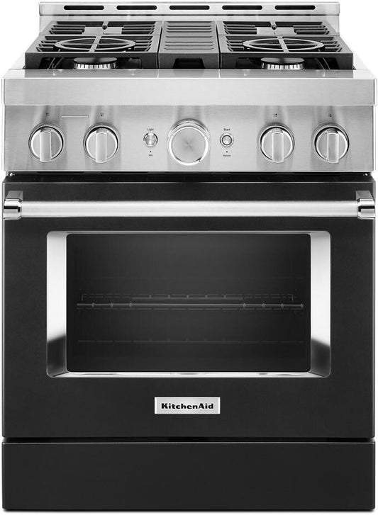 KitchenAid 30 Inch Freestanding Gas Smart Range, Imperial Black - KFGC500JBK