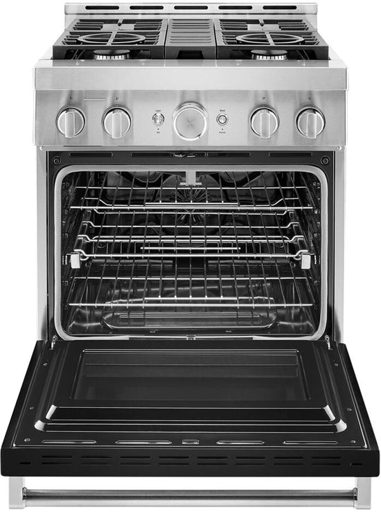 KitchenAid 30 Inch Freestanding Gas Smart Range, Imperial Black - KFGC500JBK