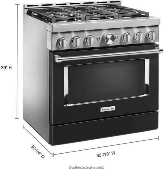 KitchenAid 36 Inch Smart Commercial Style Gas Range with 5.1 Cu. Ft. Oven - KFGC506JBK