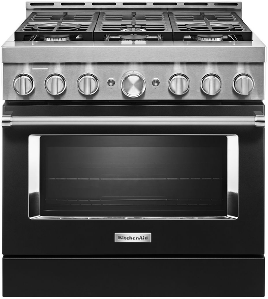 KitchenAid 36 Inch Smart Commercial Style Gas Range with 5.1 Cu. Ft. Oven - KFGC506JBK
