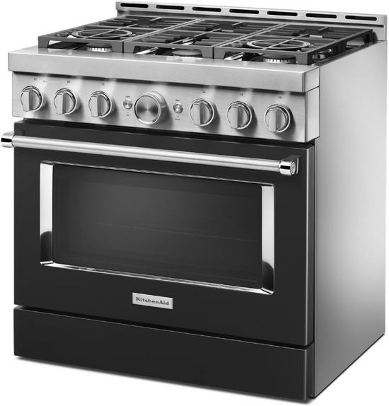KitchenAid 36 Inch Smart Commercial Style Gas Range with 5.1 Cu. Ft. Oven - KFGC506JBK