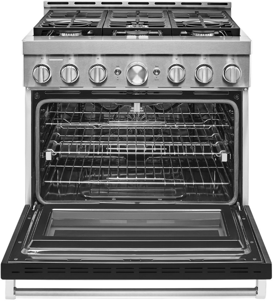 KitchenAid 36 Inch Smart Commercial Style Gas Range with 5.1 Cu. Ft. Oven - KFGC506JBK