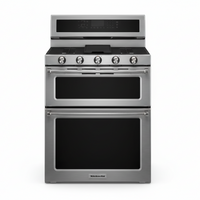KitchenAid 30 Inch Freestanding Double Oven Gas Range, Stainless Steel - KFGD500ESS
