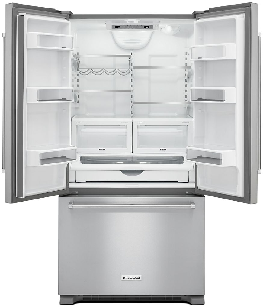 KITCHENAID 36 INCH COUNTER DEPTH FRENCH DOOR REFRIGERATOR, STAINLESS STEEL - KRFC302ESS