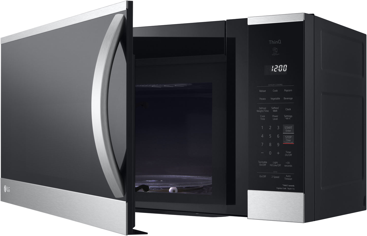 LG 30 Inch Over-the-Range Smart Microwave Oven, PrintProof Stainless Steel - MVEM1825F