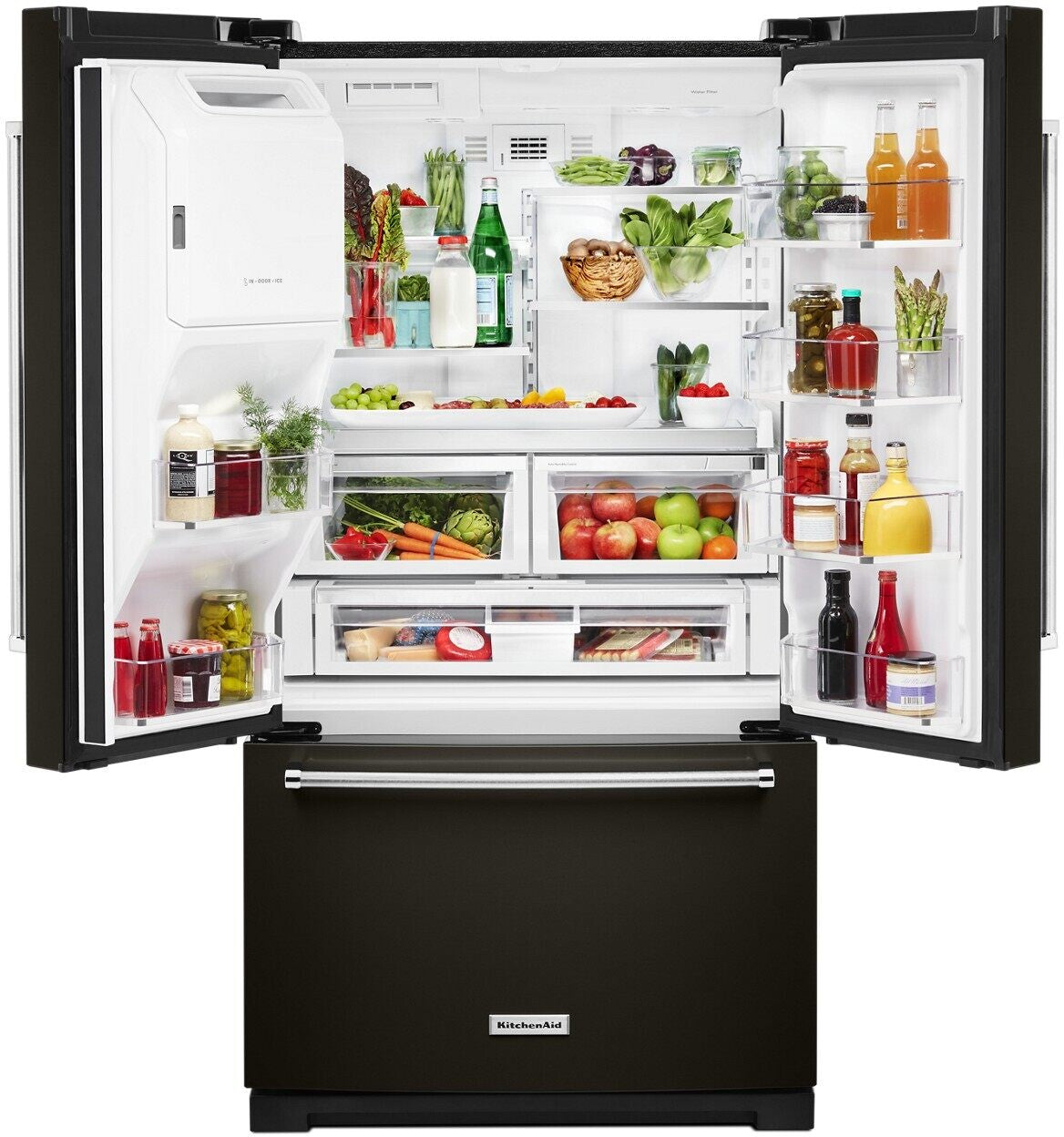 KitchenAid 36 Inch Freestanding French Door Refrigerator - KRFF507HBS