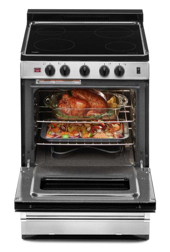 Whirlpool 24 Inch Freestanding Electric Range, Stainless Steel - YWFE50M4HS