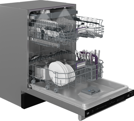 Beko Tall Tub Dishwasher with 16 Place Settings, Stainless Steel - DDT38532X