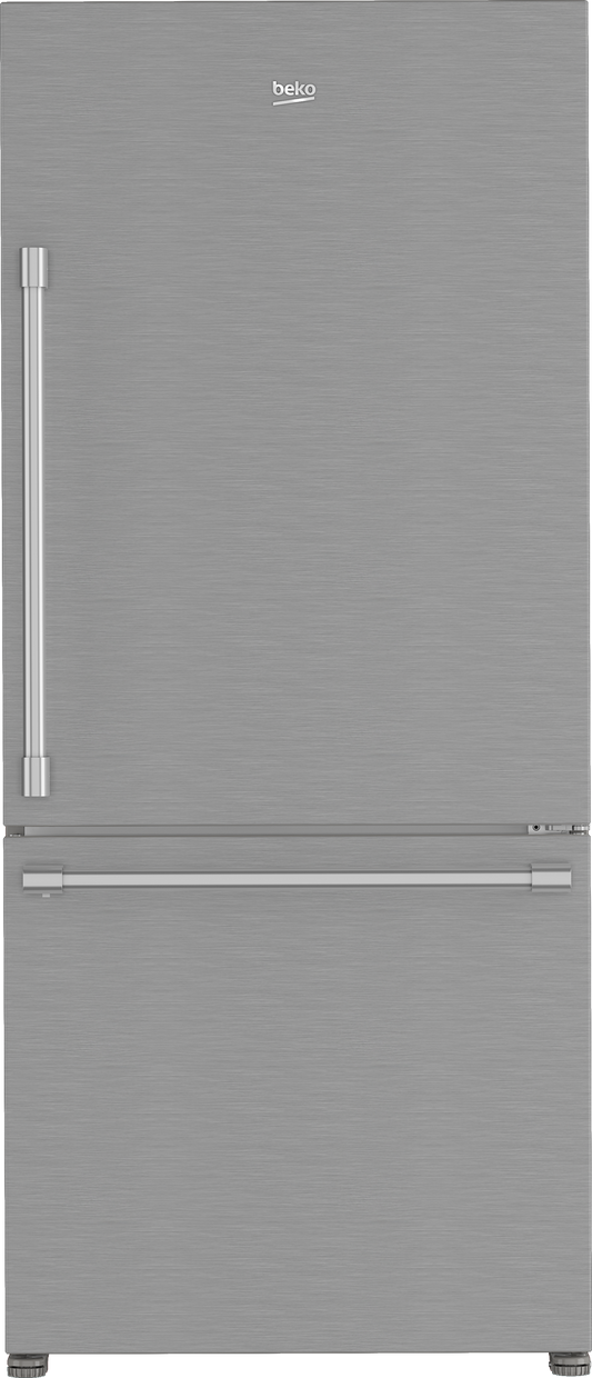 Beko 30 Inch Bottom Freezer Refrigerator with Ice Maker, Stainless Steel - BFBD30216SSIM