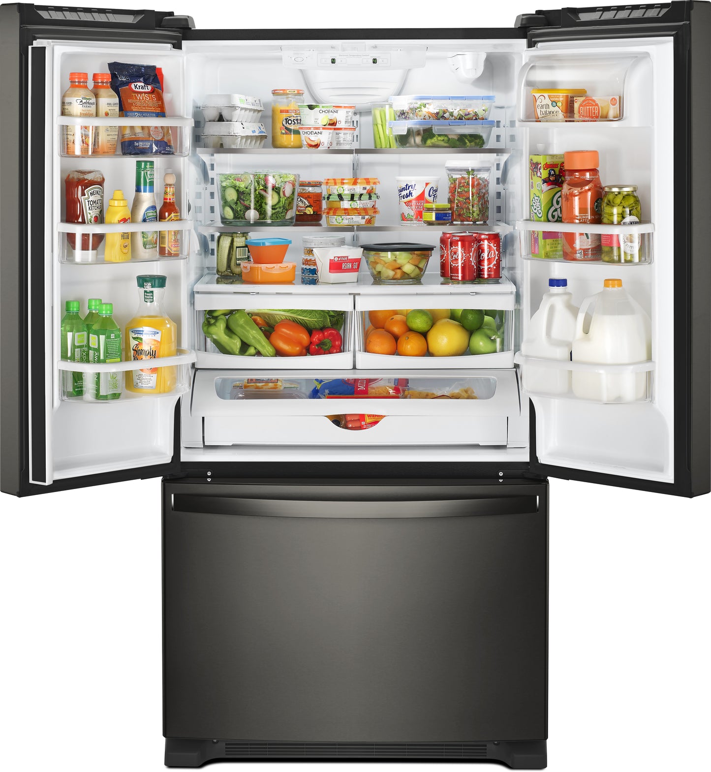 Whirlpool 36 Inch French Door Refrigerator, Black Stainless Steel - WRF535SWHV