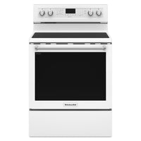 KitchenAid 30 Inch Convection Freestanding Smooth Top Electric Range, White - YKFEG500EWH